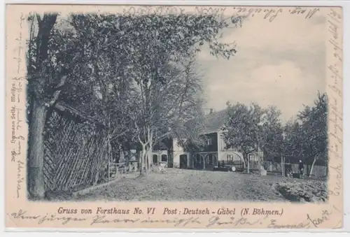 65236 Ak Gruss von Forsthaus Nr. VI - Deutsche-Gabel, Jablonné v Podještedí 1902