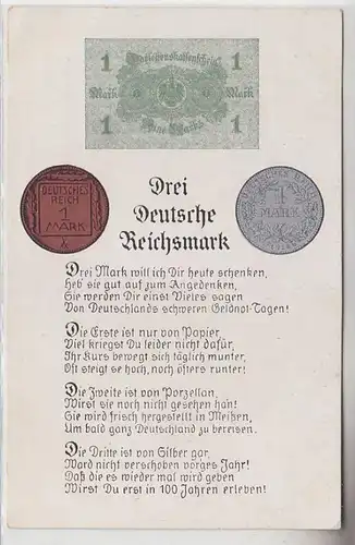 66714 pièce Ak 'Trois Deutsche Reichsmark' en papier, porcelaine & argent vers 1923