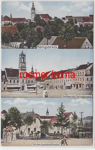 66927 Mehrbild Ak Königsbrück Dresdner Straße, Rathaus, Totalansicht um 1910