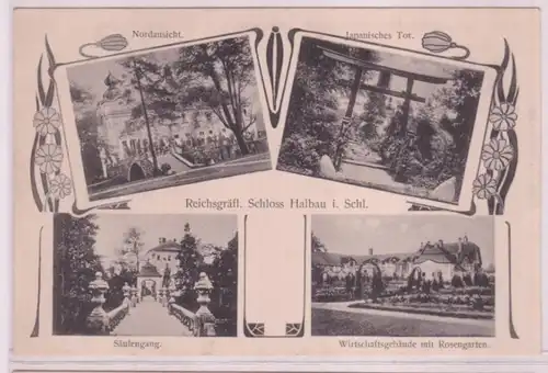 67165 Multi-image Ak Reichsgruf. Château de Halbau en Silésie vers 1920