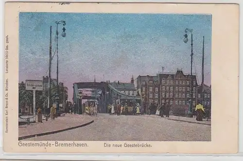 67873 Ak Lunakarte Geestemünde-Bremerhaven Die neue Geestebrücke 1915