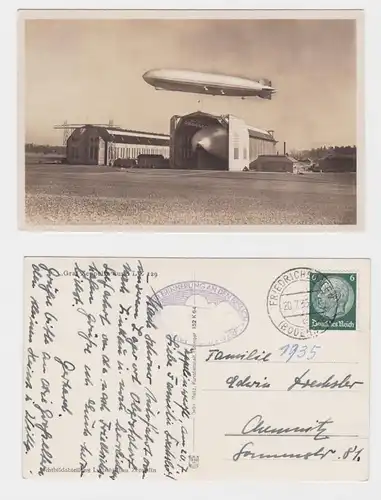 68004 AK 'Graff Zeppelin' et LZ 129, Tampon Visite du chantier naval de Zepelin en 1935