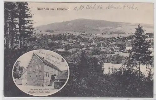68354 Ak Brandau à l'auberge Odenwald zu Modau 1916