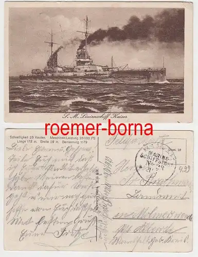 68496 Feldpost Ak Marinepoststamp Nr.23 S.M.S Est de la Frise 1916