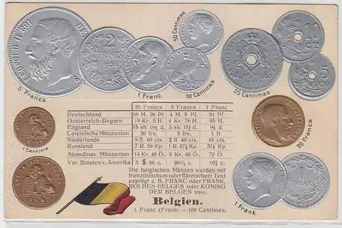 68655 Präge Ak Belgien mit Abbildungen von Münzen um 1910