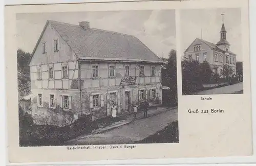 68940 Mehrbild Ak Gruß aus Borlas Gastwirtschaft und Schule 1924