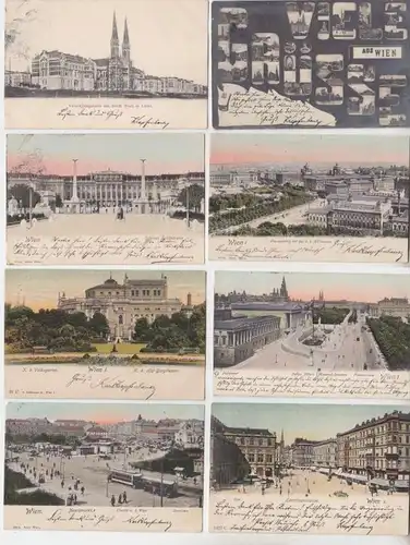 69034/8 Ak Wien Kärnthnerstraße, Naschmarkt, Volksgarten, etc. vers 1900