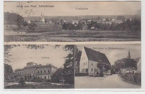 69212 Ak Gruß aus Nieder Schönbrunn Studniska Dolne Kirchplatz usw. 1925