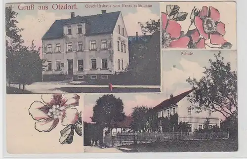 69270 Mehrbild Ak Gruß aus Otzdorf Geschäftshaus, Schule 1914