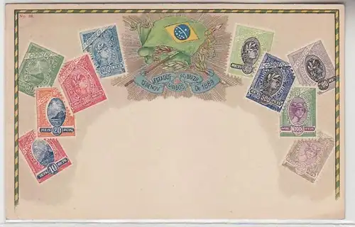 69332 Armoiries Ak Brésil Brazil avec des timbres vers 1900