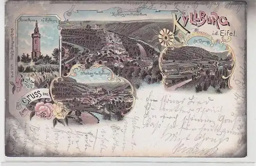 69346 Ak Lithographie Salutation de Kyllberg dans l'Eifel 1897