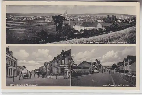 69606 Mehrbild Ak Saarwellingen Hindenburgstrasse usw. 1940