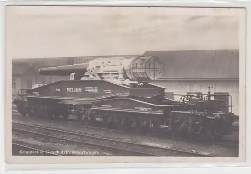 69818 Foto Ak Kruppscher Geschütztransportwagen mit Riesengeschütz um 1915