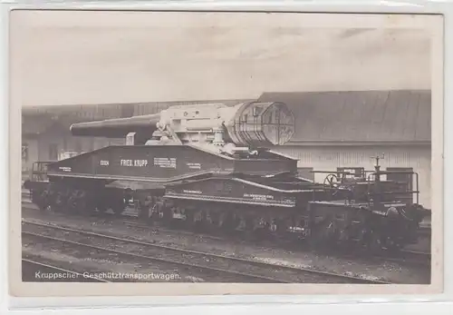 69818 Photo Ak Kruppscher Chariot de transport avec canon géant vers 1915