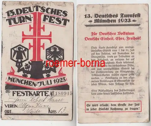 Carte 13e Fête allemande du gymnastique Munich Juillet 1923