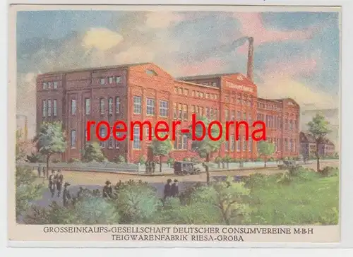 69863 Reklame Ak Riesa-Gröba Konsum Teigwarenfabrik um 1930