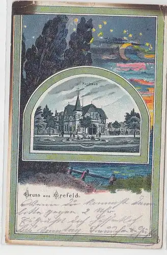 69887 Artiste Ak Gruss de Crefeld Kurhaus 1915