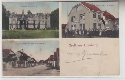 69901 Multi-image Ak Salutation de Homburg Wirtschaft, Schulhaus, Château 1915