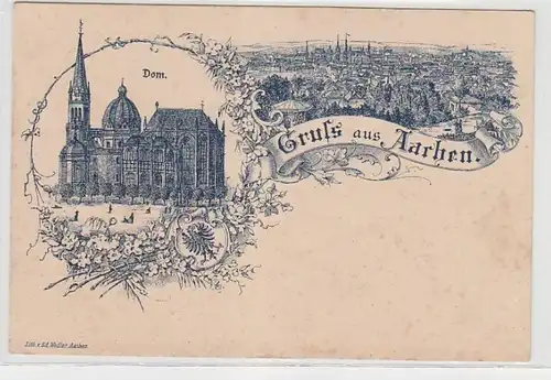 69932 Salutation multi-image Ak de Aix-la-Chapelle Total vue et Dôme vers 1910