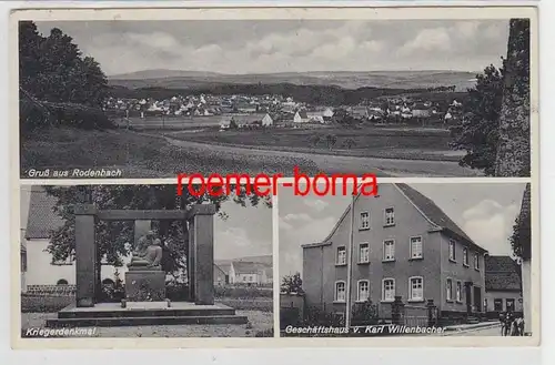 69940 Ak Salutation de Rodenbach Vue totale, Monument aux Guerriers, Maison d'affaires vers 1940