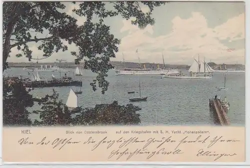 69989 Ak Kiel Blick von Düsternbrock auf den Kriegshafen S.M.Yacht Hohenzollern