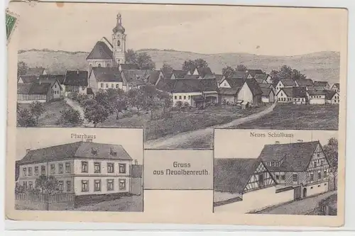 70000 Multi-image Ak Salutation de Neualbenreutth Pfarrhaus, nouveau Schulhaus 1915