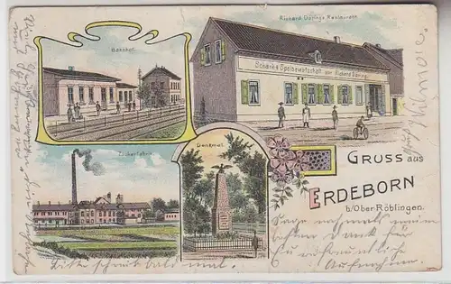 70013 Ak Lithographie Gruss aus Erdeborn bei Ober-Röblingen 1910