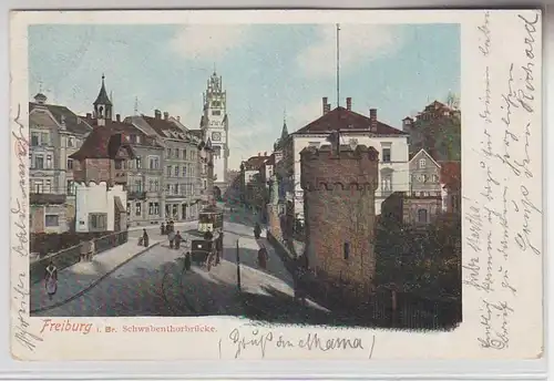 70096 Ak Fribourg au Breisgau Schwebenthorbrücke 1902