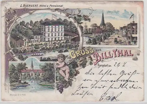 70124 Ak Lithographie Gruss de Bill-Thal Bergedorf près de Hambourg 1901