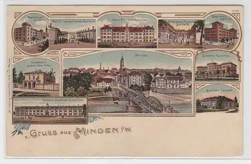 70126 Multi-image Ak Lithographie Grousse de Minden dans W. Vues de la ville 1910