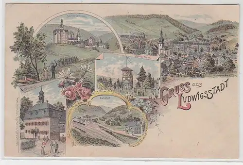 70129 Ak Lithographie Gruss de Ludwigstadt vers 1900