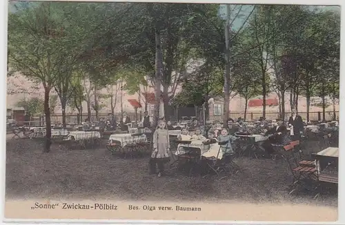 70274 Feldpost Ak Zwickau Pölbitz Etablissement 'Sonne' Gartenwirtschaft 1919