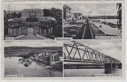 70425 Multi-image Ak Neuwied Schloss, partie sur le Rhin, nouveau pont 1938