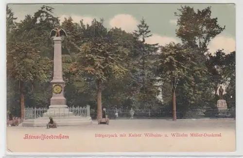 70483 Ak Atens Nordenham Bürgerpark mit Kaiser Wilhelm Denkmal um 1900