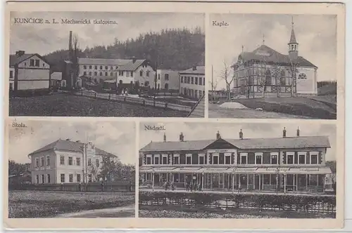 70485 Mehrbild Ak Kuncice (deutsch Kuntschitz) Schule, Kirche, Fabrik um 1920