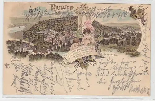 70782 Ak Lithographie Salutation de Ruwer chez Trèves à la Moselle 1898