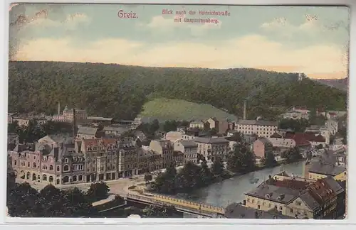 70925 Ak Greiz Blick nach der Heinrichstraße mit Gasparinenberg 1913