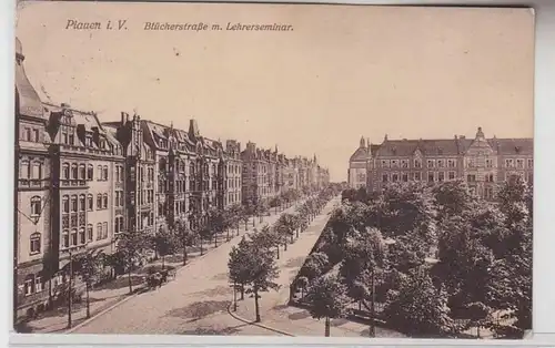 70983 Feldpost Ak Plauen im Vogtland Blücherstraße mit Lehrerseminar 1915