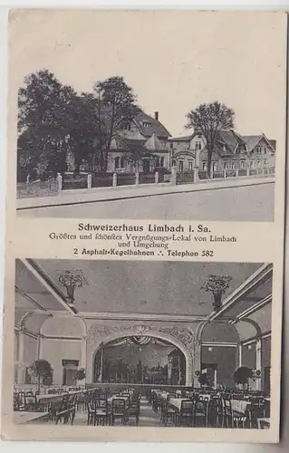 70998 Mehrbild Ak Schweizerhaus Limbach i.Sa. Vergnügungs-Lokal Kegelbahn 1918