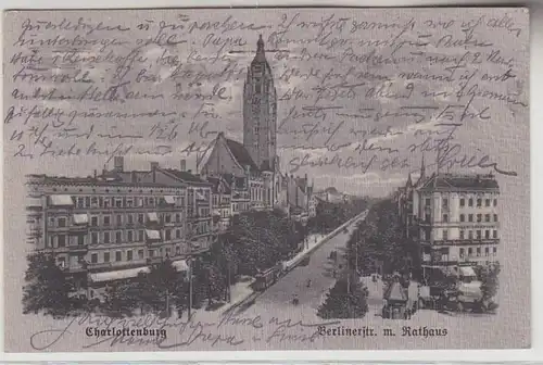 71006 Ak Charlottenburg Berlinerstraße mit Rathaus 1913