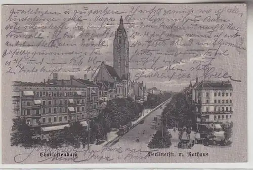 71906 Ak Charlottenburg Berlinerstraße avec hôtel de ville 1913