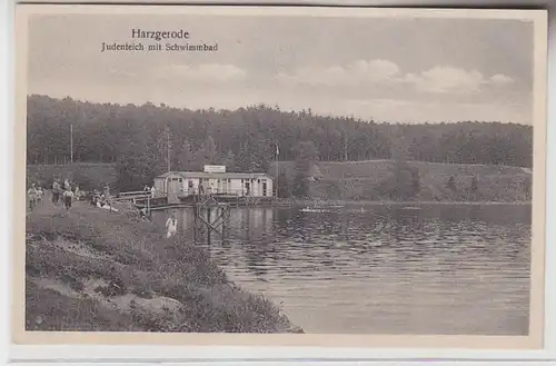 71039 Ak Harzgerode Judenteich mit Schimmbad um 1930