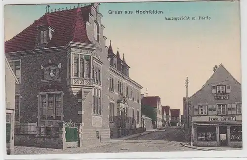 71048 Feldpost Ak Gruß aus Hochfelden Amtsgericht und Dentist 1915