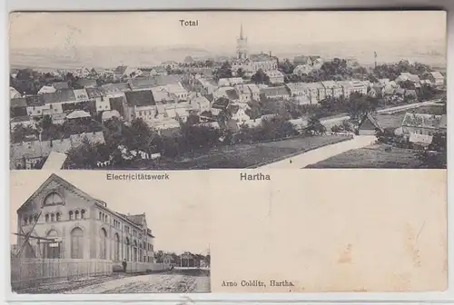 71103 Mehrbild Ak Hartha Totalansicht und Elektrizitätswerk 1907