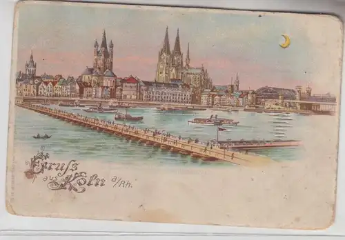 71126 Arrête contre la lumière Ak Gruss de Cologne sur le Rhin vers 1900