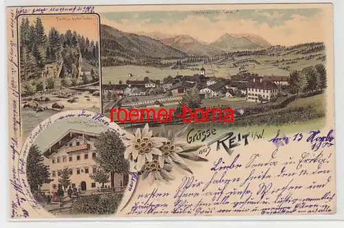 71127 Ak Lithographie Salutations de Reit au Winkl Gasthof pour le Post 1900