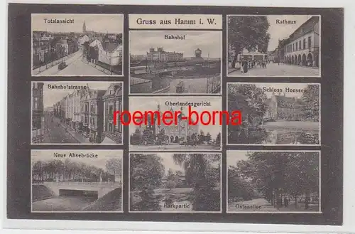 71136 Mehrbild Ak Gruß aus Hamm in W. Bahnhof usw. 1918