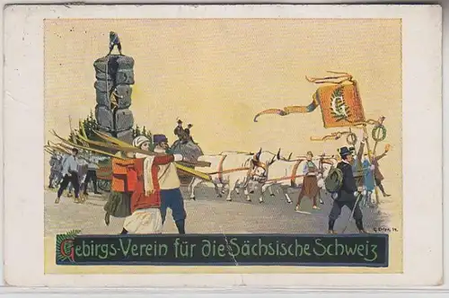 71196 Ak Sachsentag Dresden 1914 Festwagen des Gebirgsvereins 1924