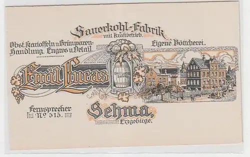 71203 Reklame Karte Sehma im Erzgebirge Sauerkohl Fabrik Emil Lucas um 1900