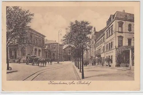 71261 Feldpost Ak Kaiserslautern Pferdekutsche am Bahnhof 1918